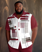 Men's Plus Size Geometric 2 Piece Short Sleeve Walking Set